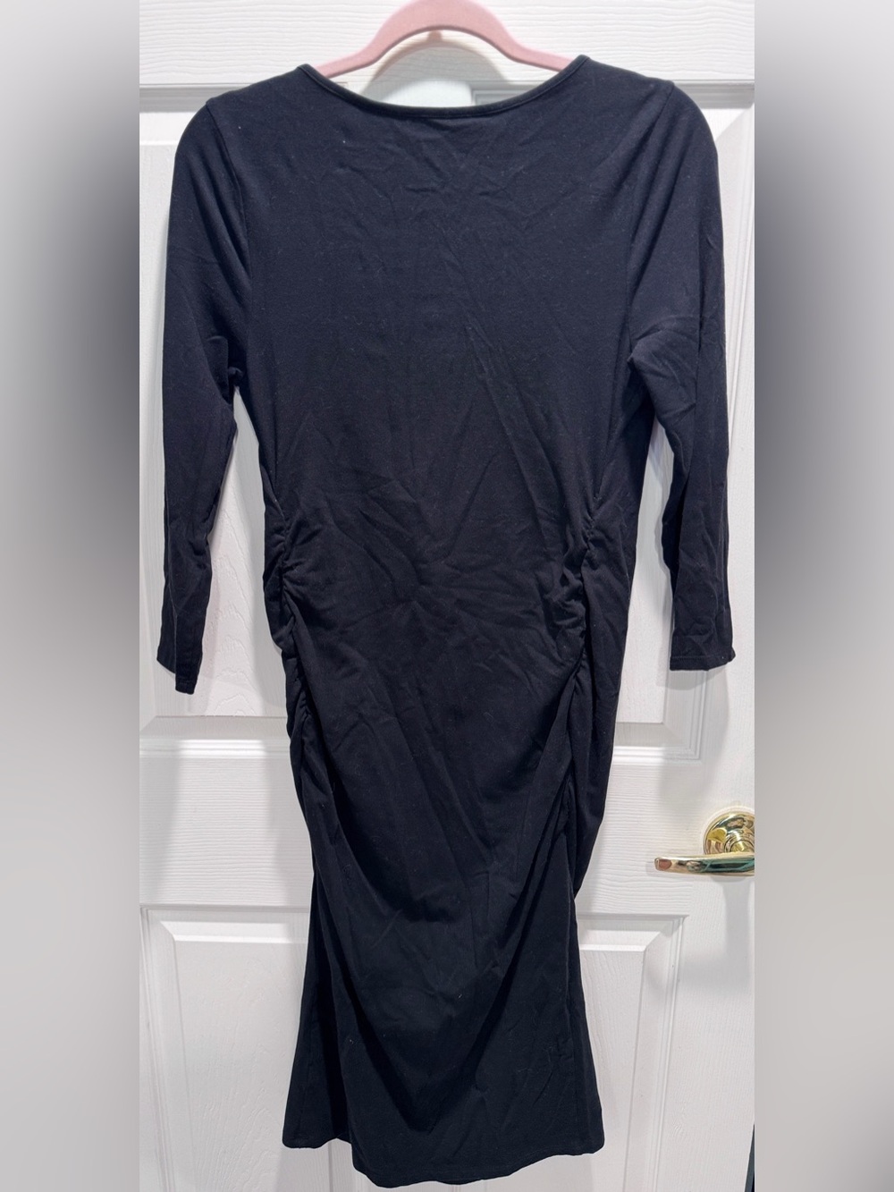 Isabel Maternity by Ingrid & Isabel Black Ruched Maternity Dress | Size Medium - Picture 4 of 5